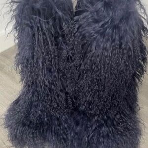 Blue Real Fur Shaggy Boots sizes 7,7.5,8 only